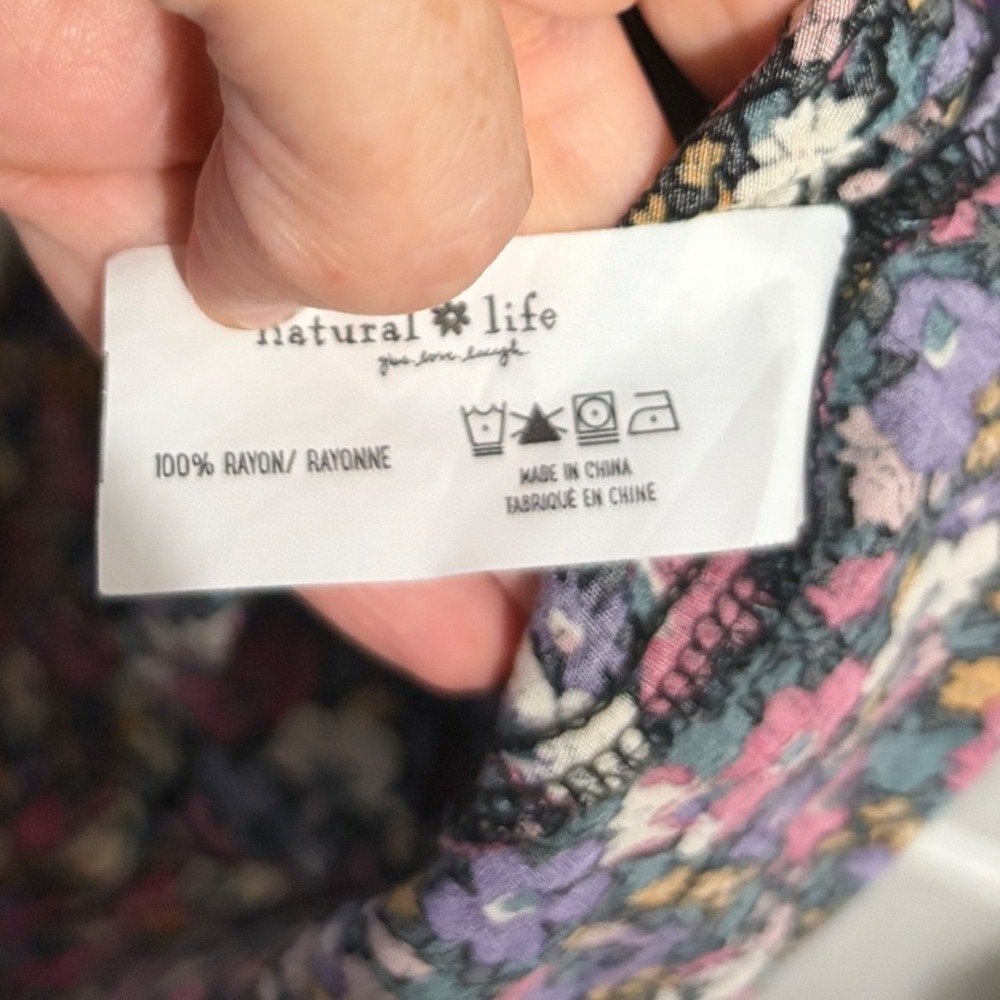 Natural Life Floral Shirt Dress Boho Multi-Color Pockets Medium Cottagecore - Picture 8 of 8